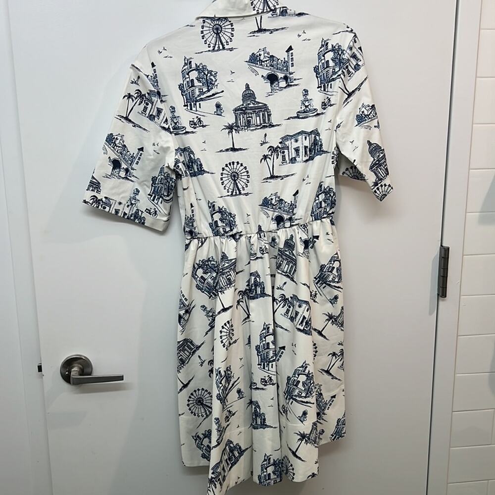 Maje Rapomi white shirt dress paris Print short sleeve Dress FR 40 US 8 - Picture 11 of 14